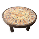 Table basse herbier vintage en céramique par Roger Capron Vallauris