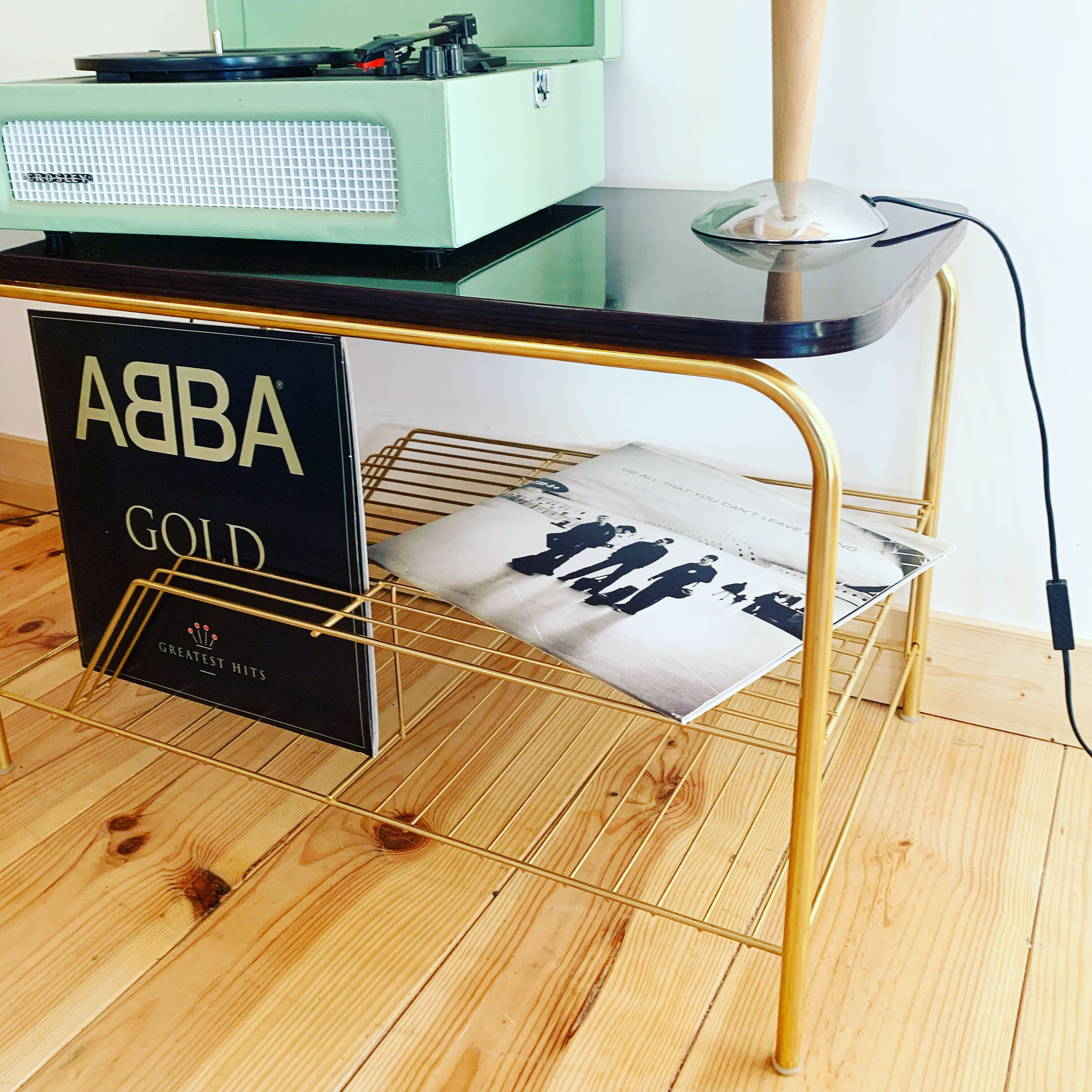Meuble platine vintage et porte vinyles