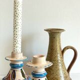 3 vintage ceramic craft candle holders