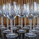 Lot 6 glasses of red wine crystal cut twisted foot Epis Cristal d'Arques