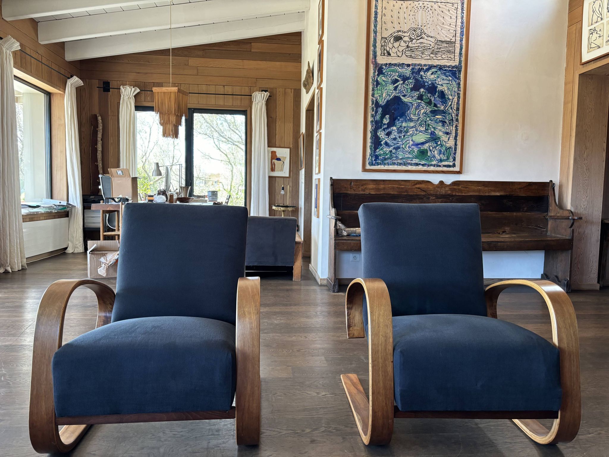 Vintage 1950s armchair inspired by Alvar Aalto, Set of 2
