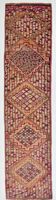 Fuchisa & Burgundy Turkish Runner Rug, One of a Kind Hallway Runner