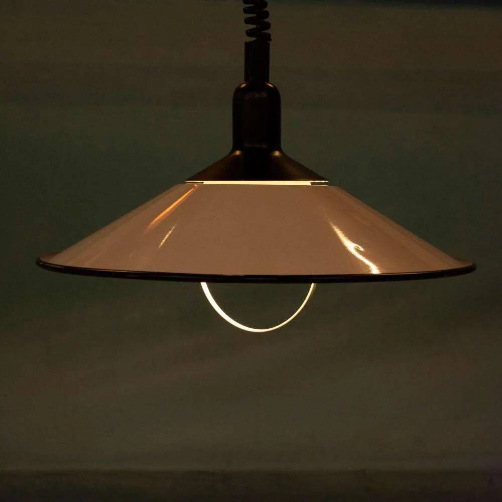 1970s Swedish minimalist Scandinavian suspension lamp with a pull switch.