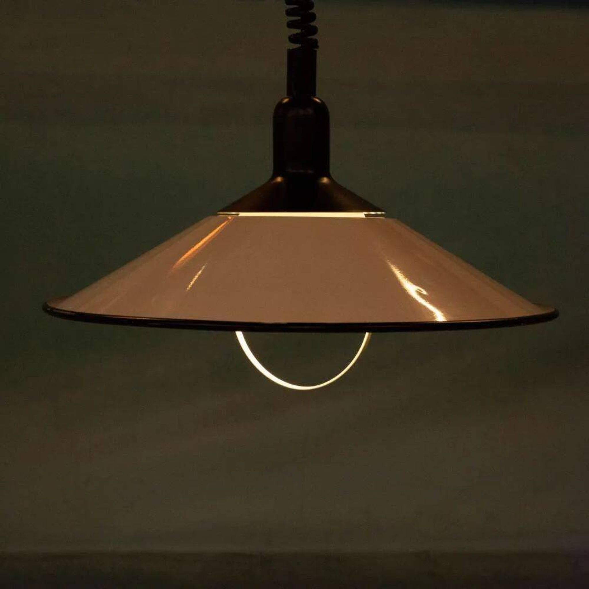 1970s Swedish minimalist Scandinavian suspension lamp with a pull switch.