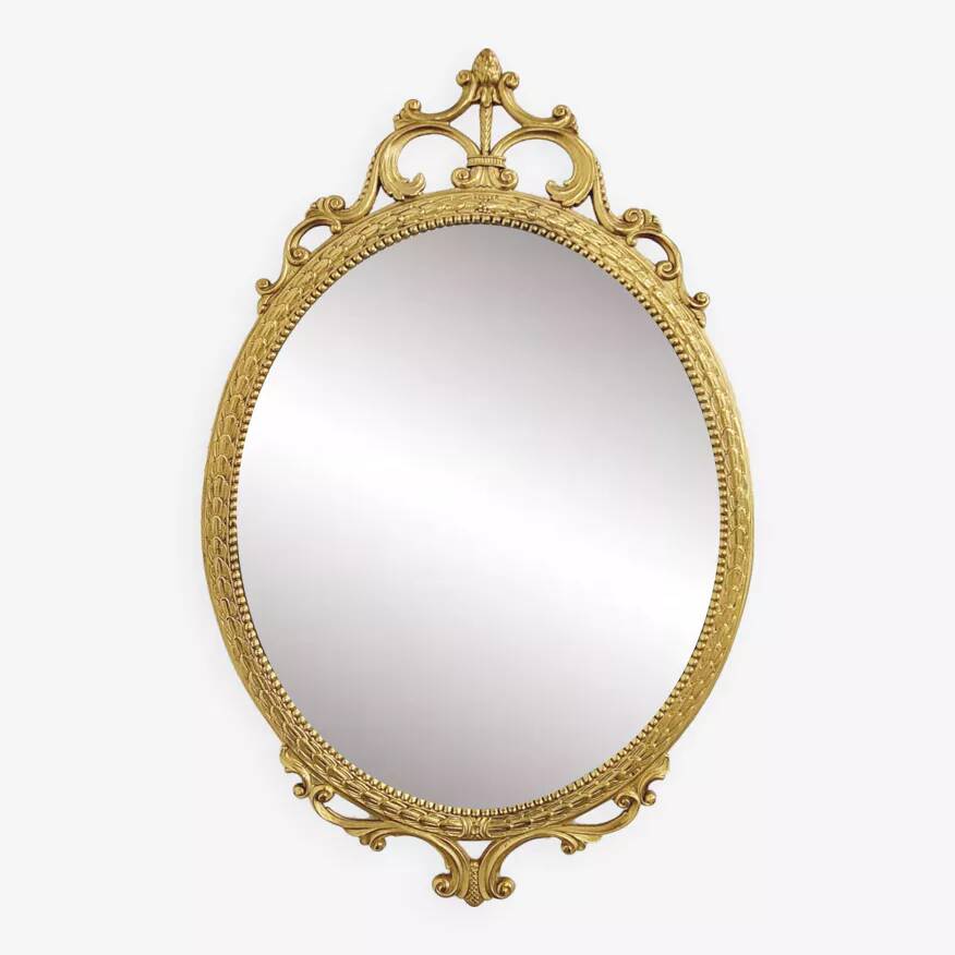 Italian oval brass medallion mirror