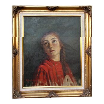 Leopolodo Santa Maria de Obregon portrait de jeune femme Tableau