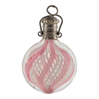 Colored glass salt bottle silver cap nineteenth hallmark boar