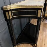 Pair of Louis XVI Style Black Lacquered Wood Console Tables