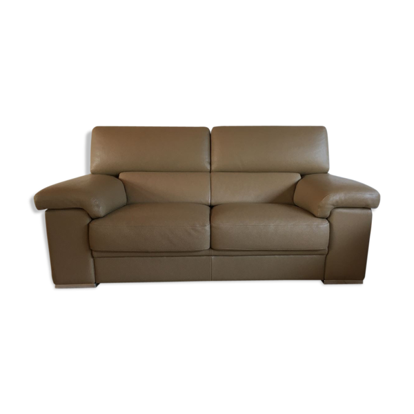 Leather sofa - beige color / italian brand: delta slotti | Selency
