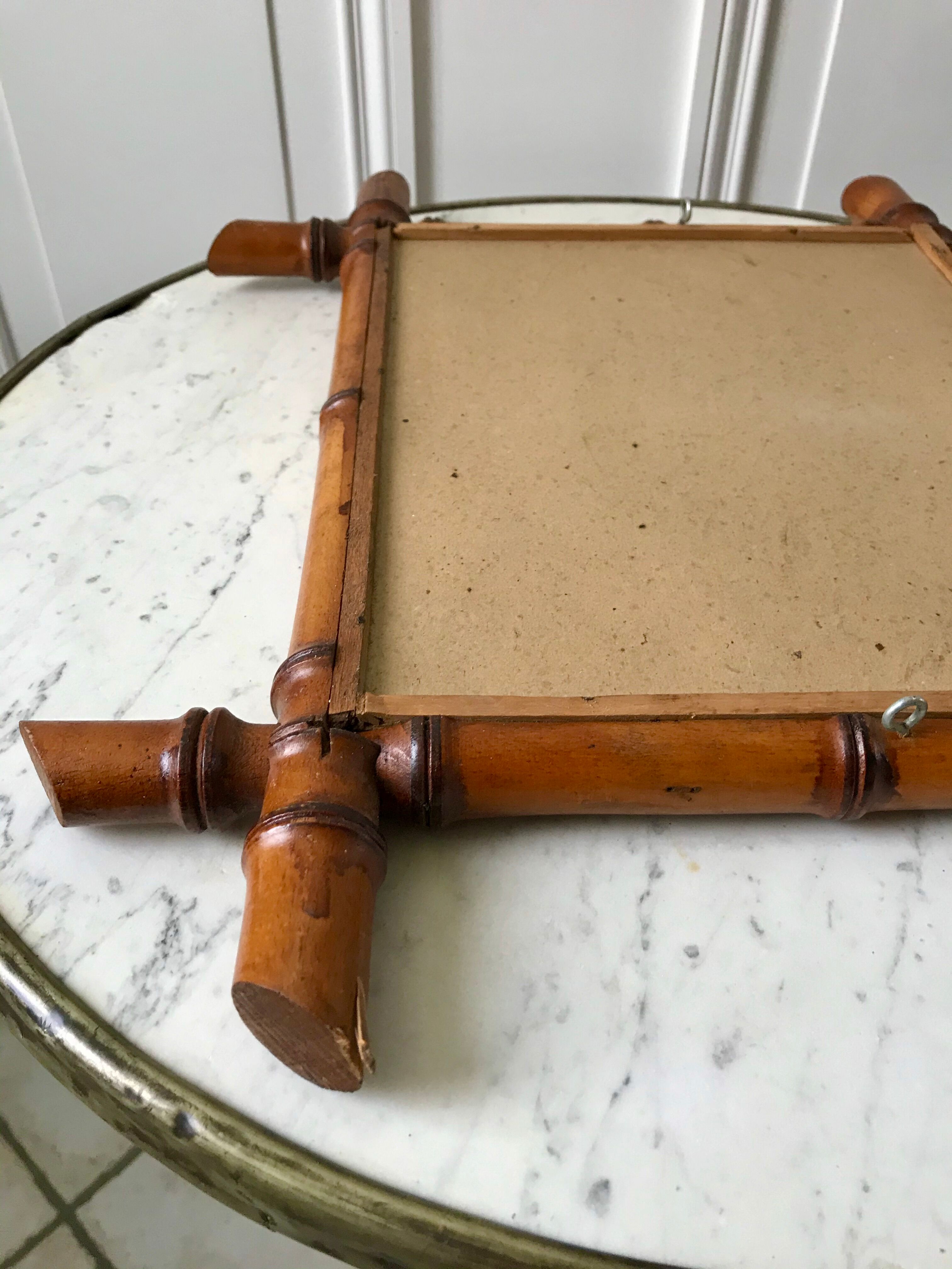 Wooden barber mirror Bamboo style 20-30s