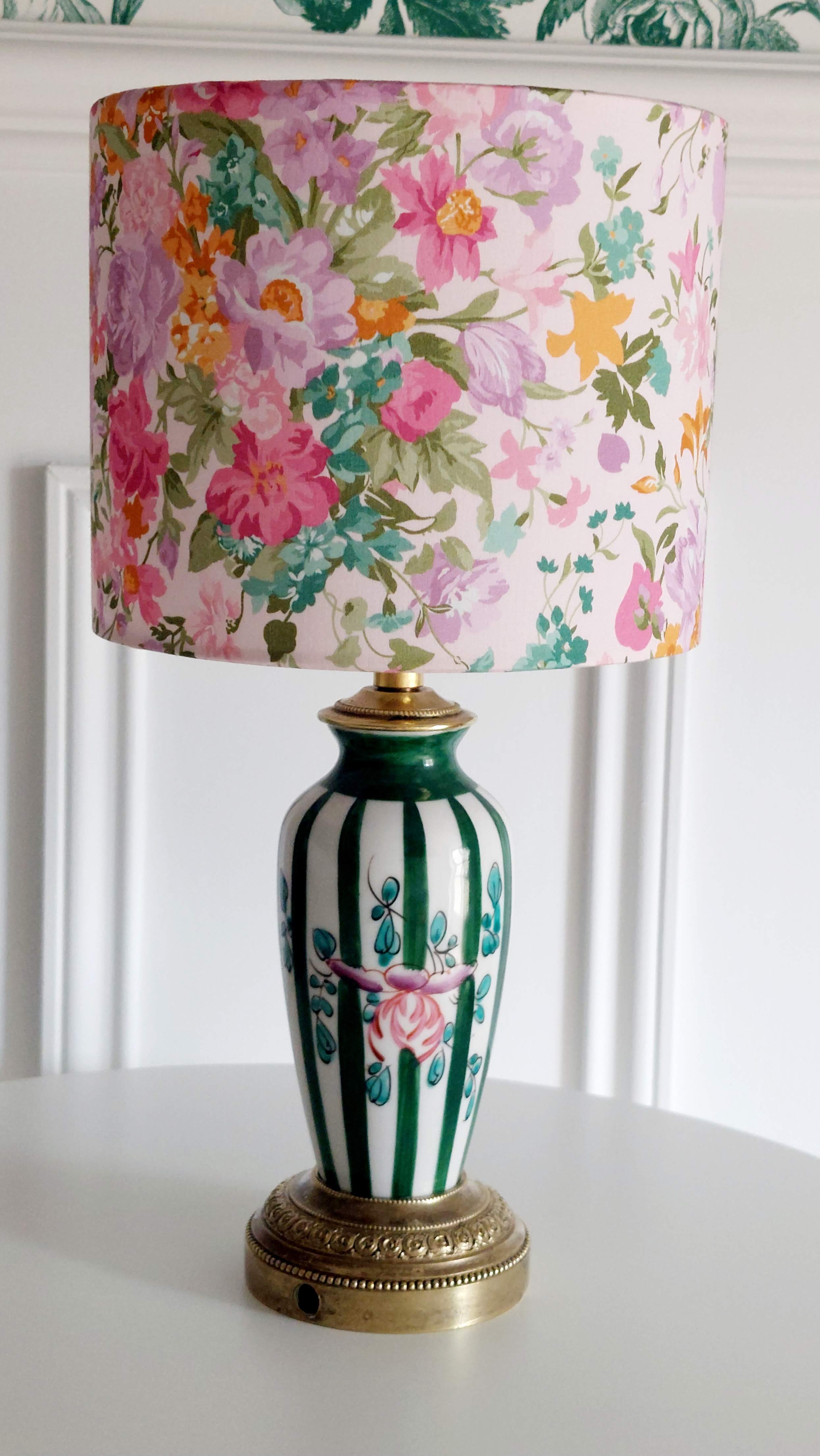 Small vintage lamp hand-painted with a Liberty shade.