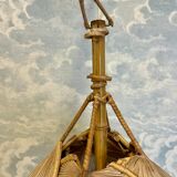 Mid-century modern Uchiwa style bamboo suspension