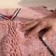 Handwoven natural wool rug, traditional artisan, 2/3 m.