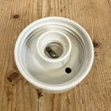 Vintage white porcelain ceiling light with frosted glass , 1970s