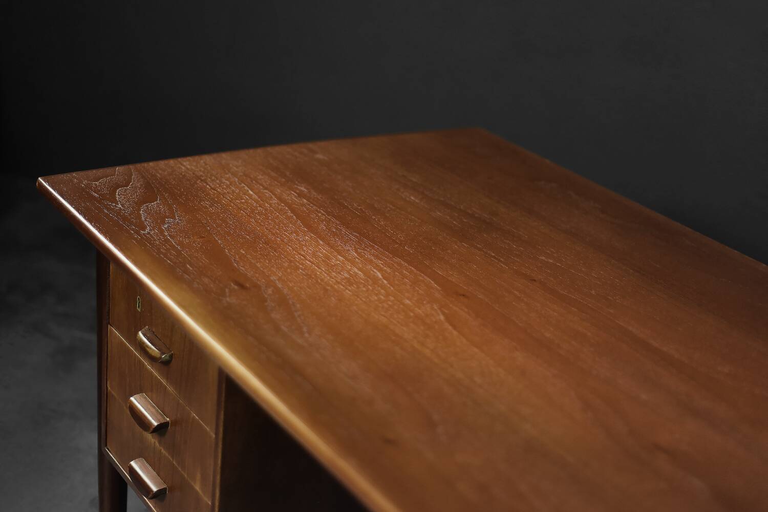 Mid-Century Danish Scandinavian Modern Teak Bilateral Desk with Drawers, 1960s