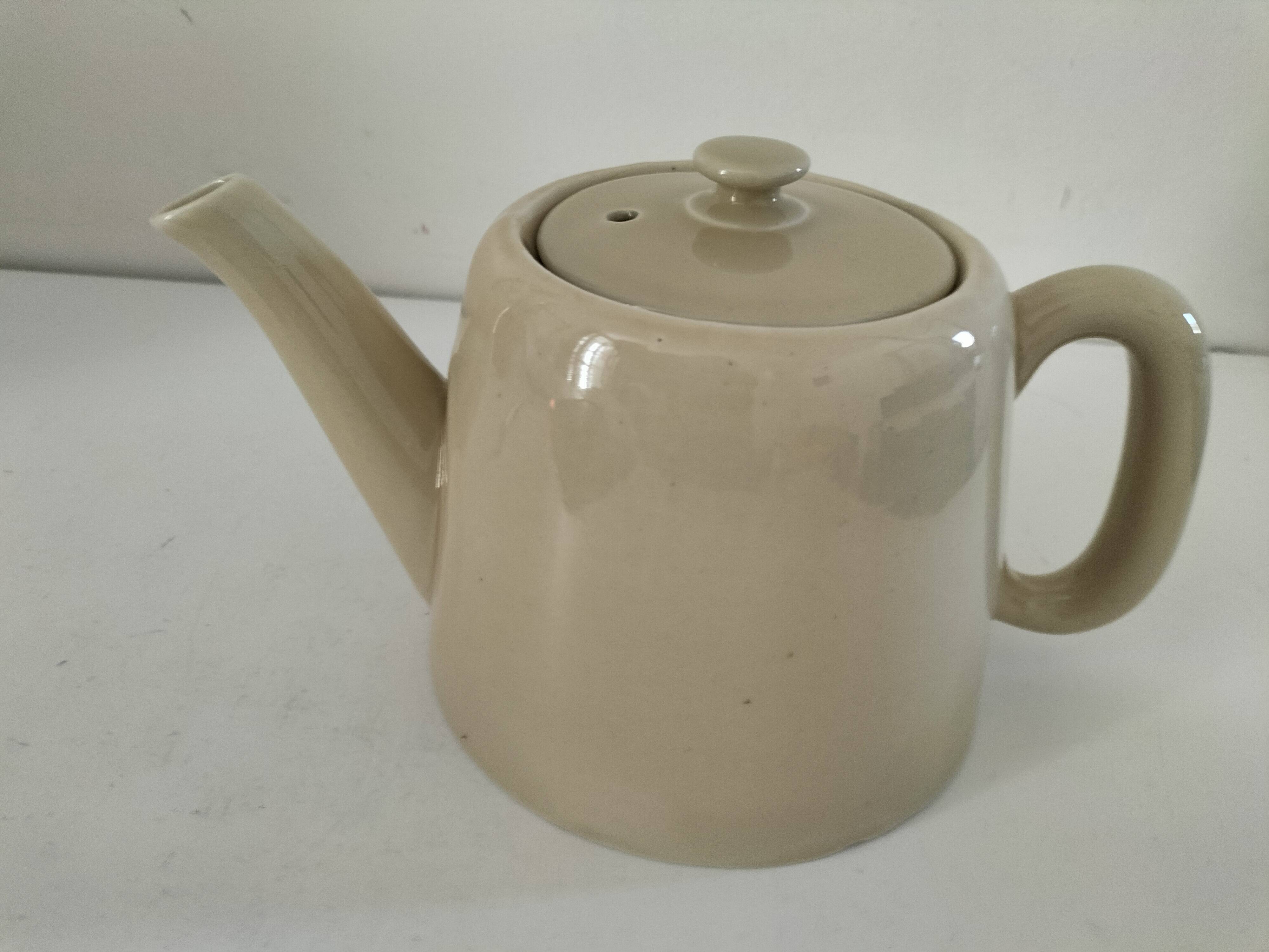 Duo teapot and milk jug in greige ceramic – Vintage bistro style