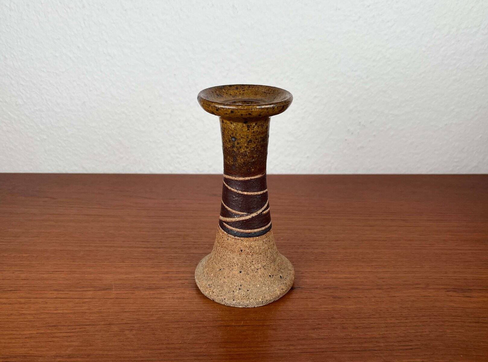 Danish studio pottery candlestick by Tue Poulsen for Tue Keramik, 1960s.
