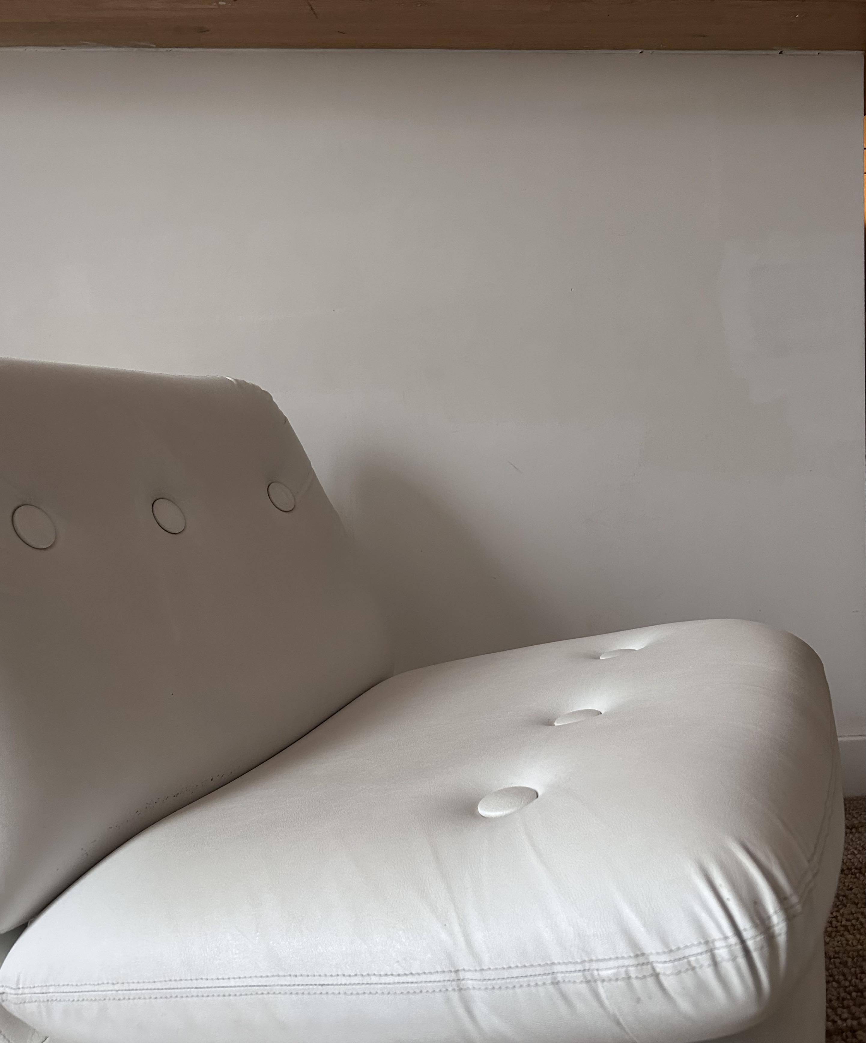 Vintage white armchair, France 1970