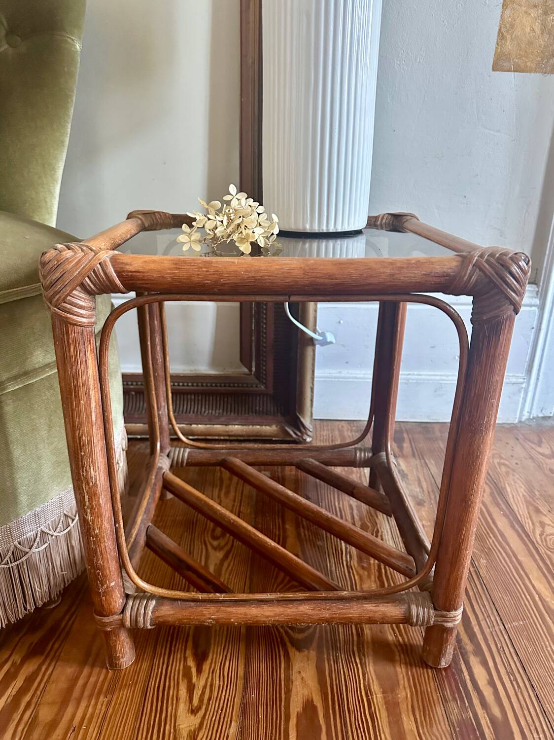 Bamboo and glass table