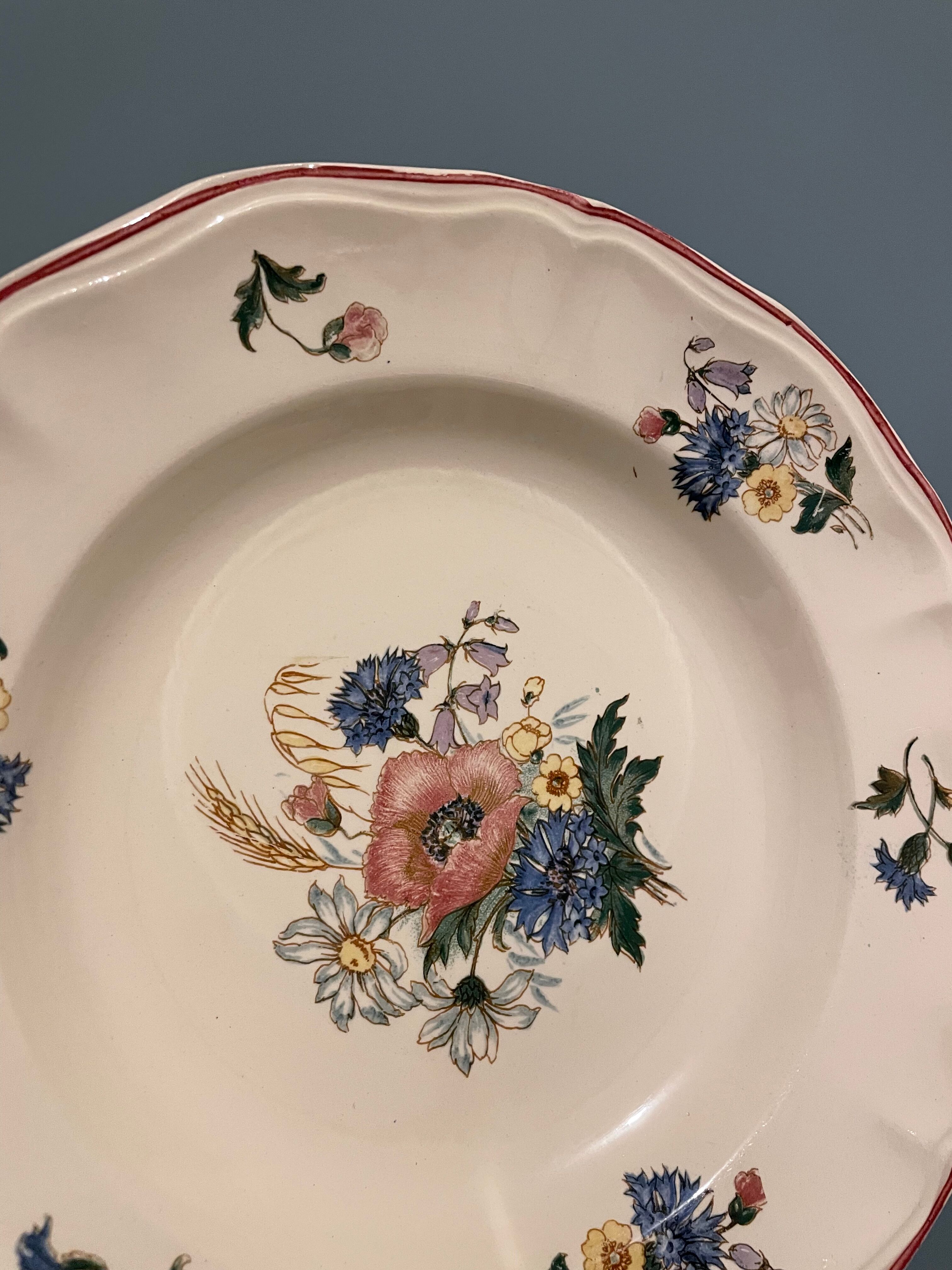 Set of 8 hollow plates in Earthenware Digoin Sarreguemines, Agreste model