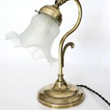 "swan neck" lamp in bronze and brass from 1900