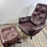 Leather armchair and ottoman by GÖTE MÖBLER Sweden 1960