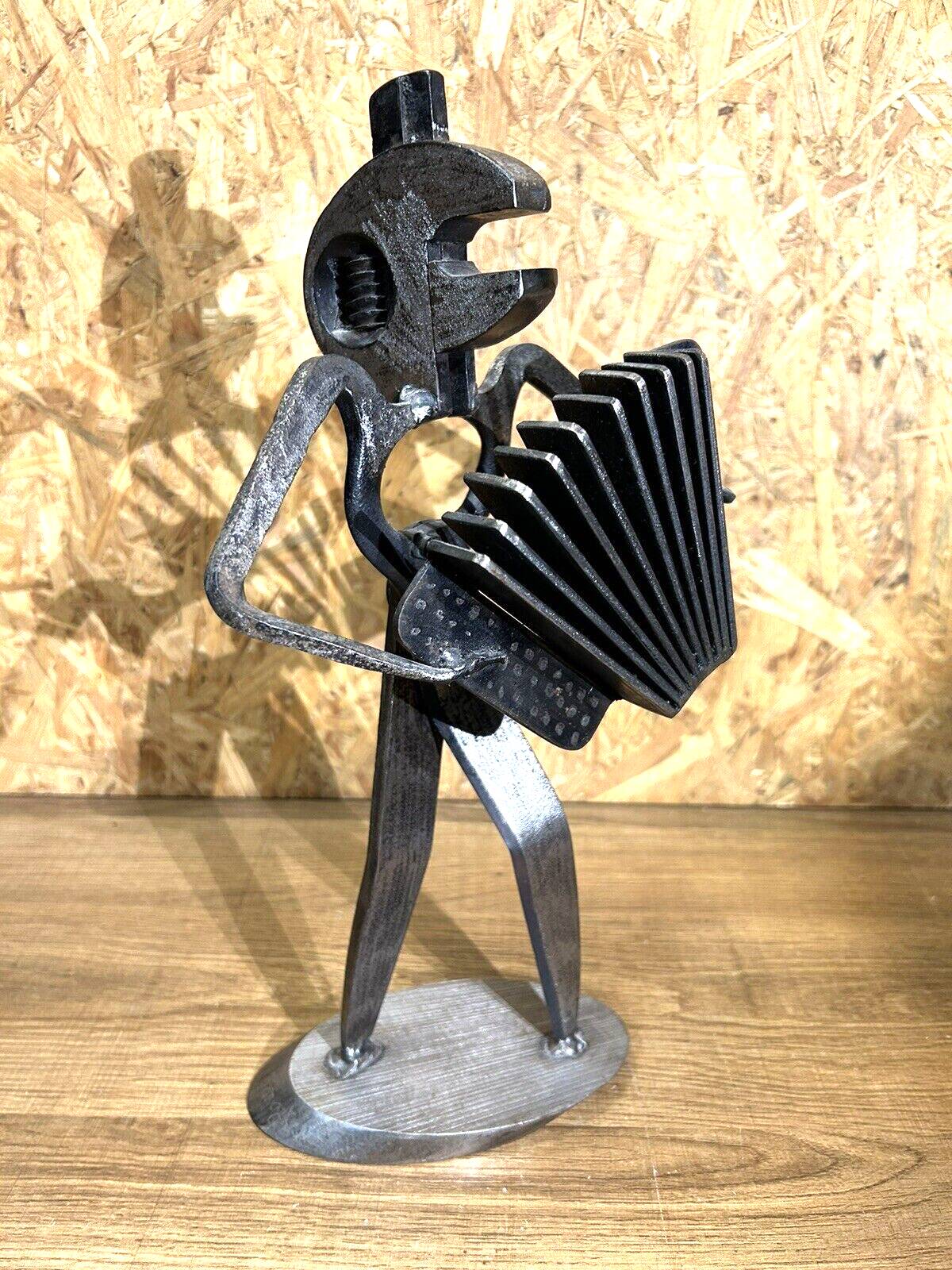 Alain Longet (1950- ), metal sculpture, turnkey accordionist, art XXth