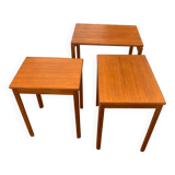 3 tables gigognes en teck massif design McIntosh, années 60