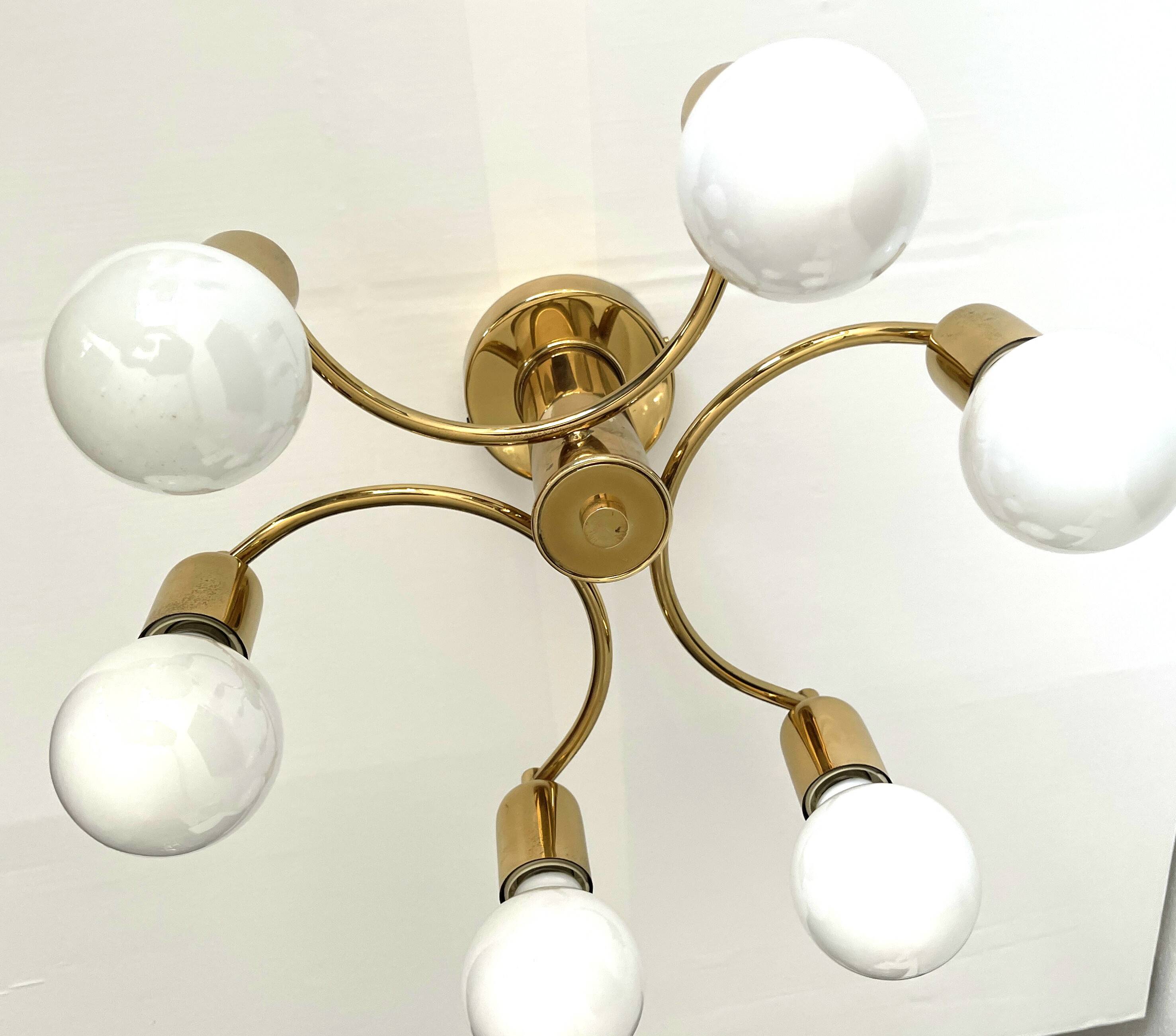 Brass ceiling light in Mid-Century Modern style, Germany, 1970s.