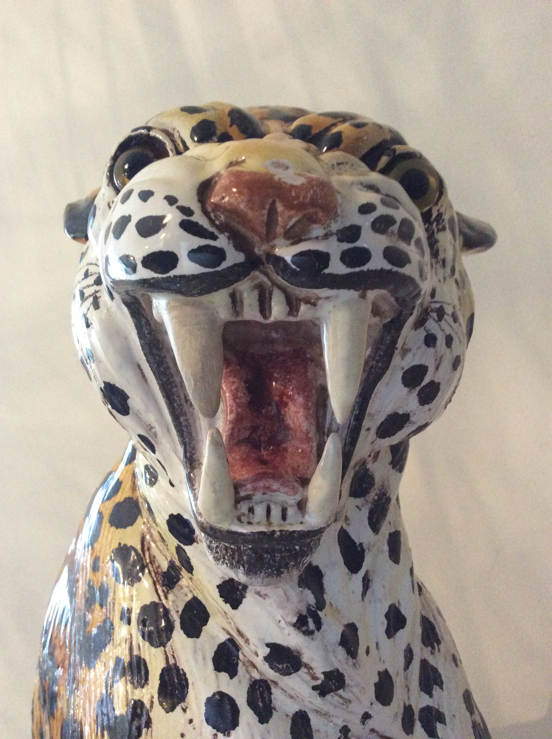 Enamelled terracotta leopard from the 60s Italy