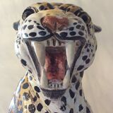 Enamelled terracotta leopard from the 60s Italy