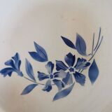 set of 5 Creil et Montereau soup plates, blue flower pattern