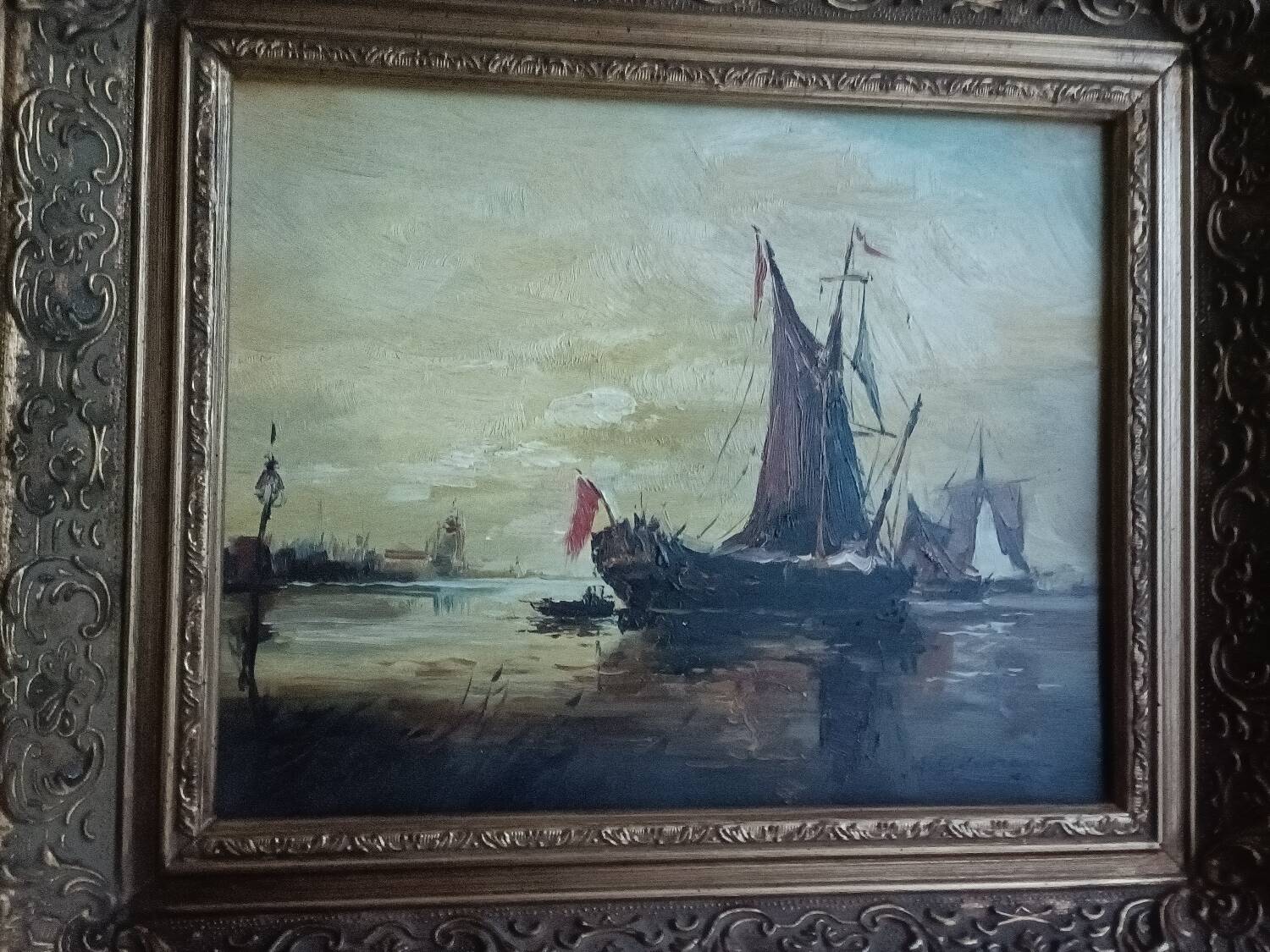 Tableau ancien, marine signée, fin XIXEME