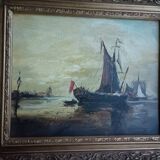 Old painting, signed seascape, late 19th century