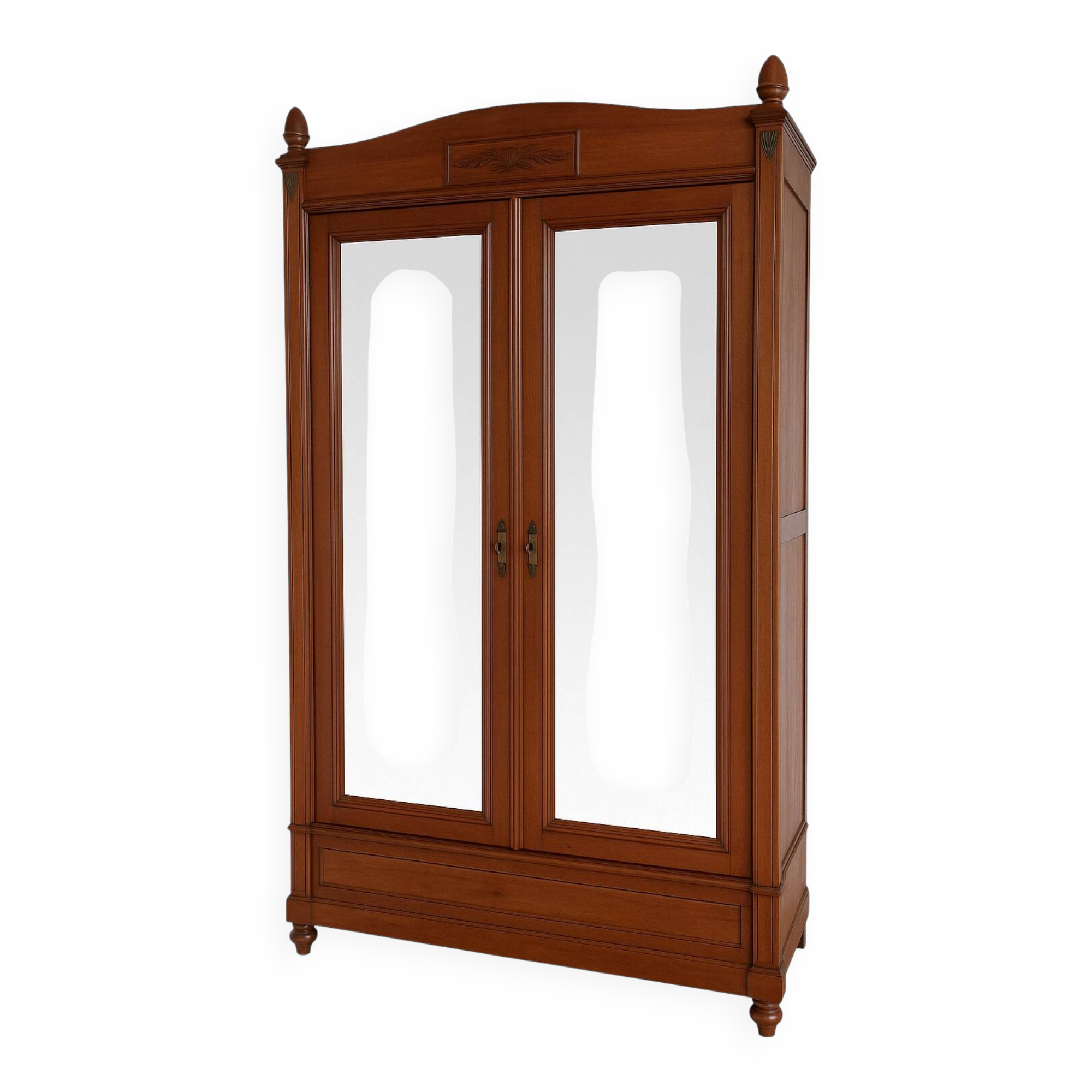 Antique solid wood wardrobe with mirrors