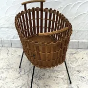 Vintage bamboo and wicker planter basket