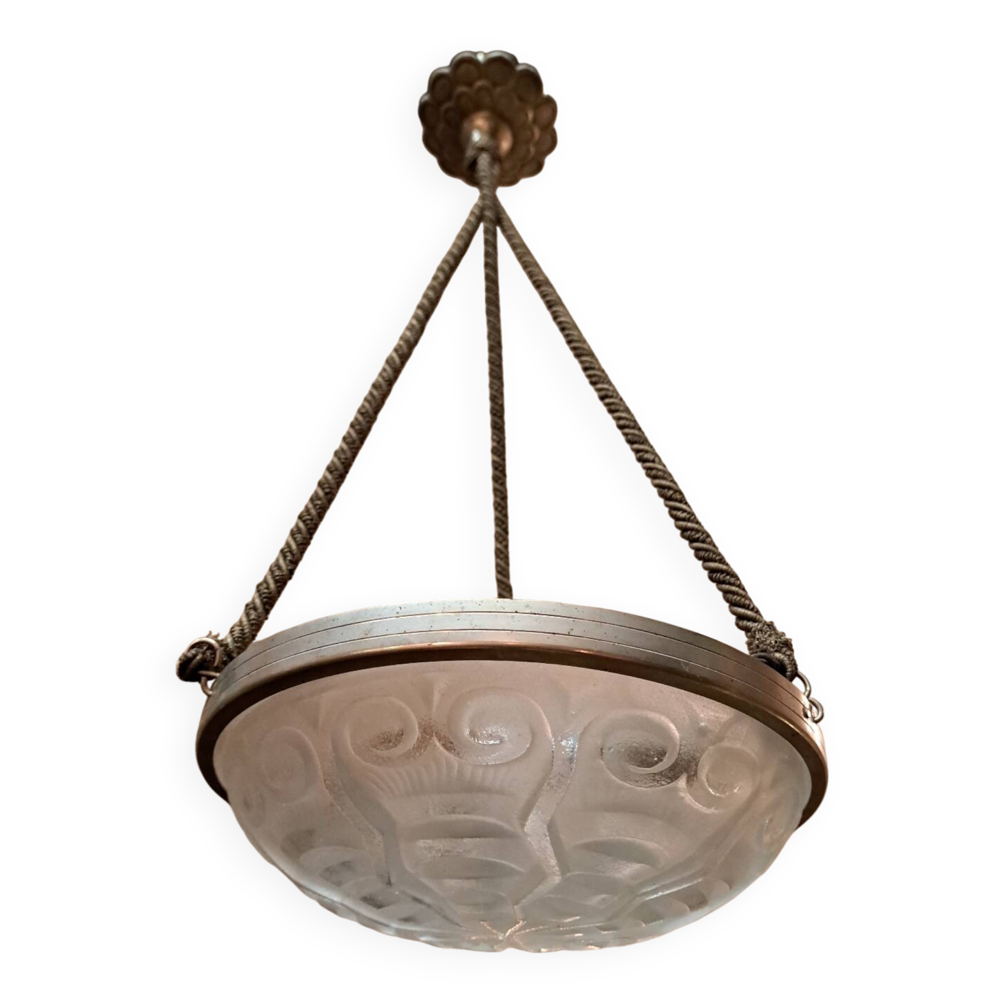 Molded glass basin pendant light