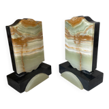 Art Deco onyx and marble bookends