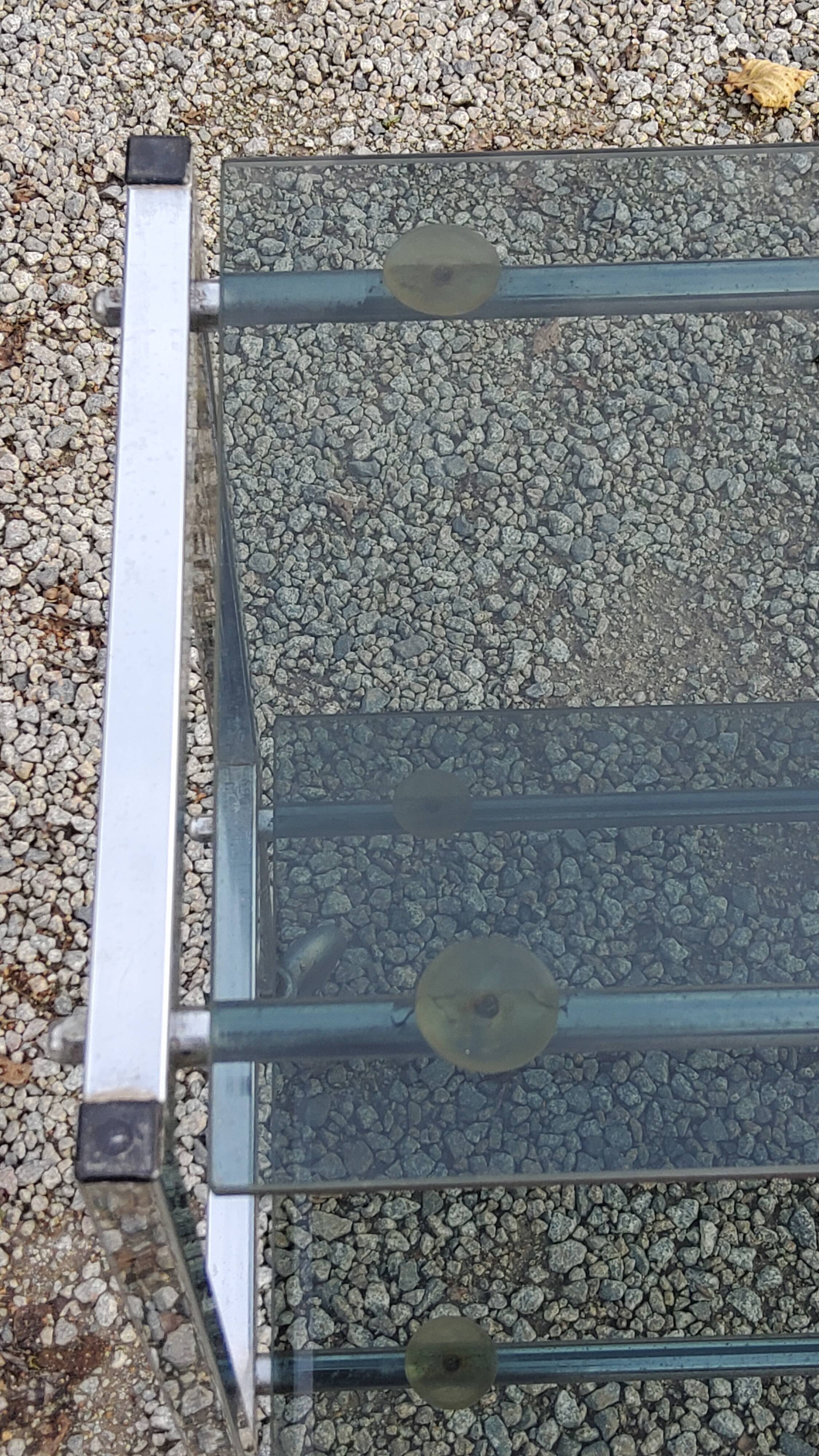 Console service of the 70s double trays smoked glass chrome base