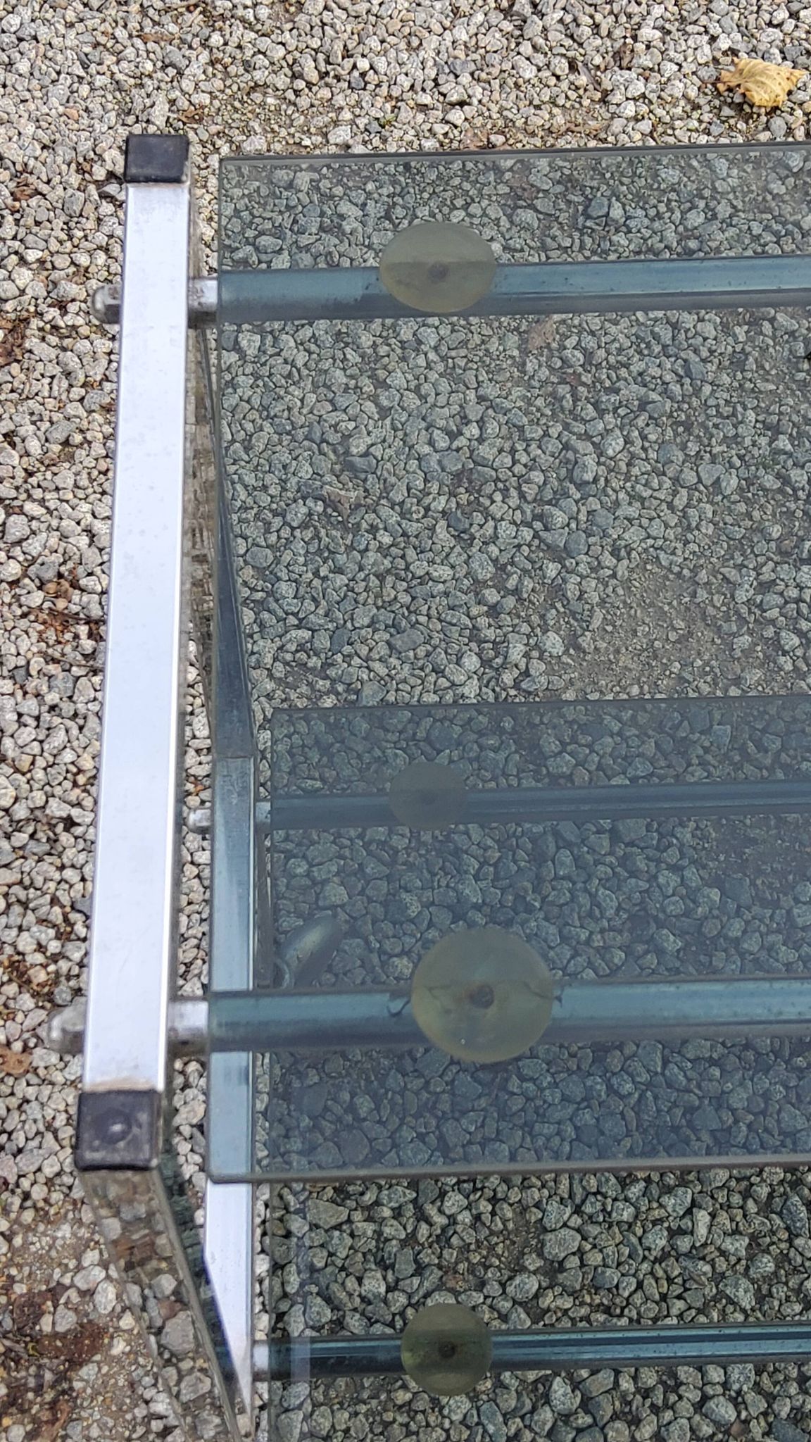 Console service of the 70s double trays smoked glass chrome base