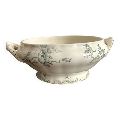 Coupe à fruits en terre de fer, ancien légumier pavots choisy le roi