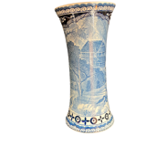 Vase cornet gien blanc bleu