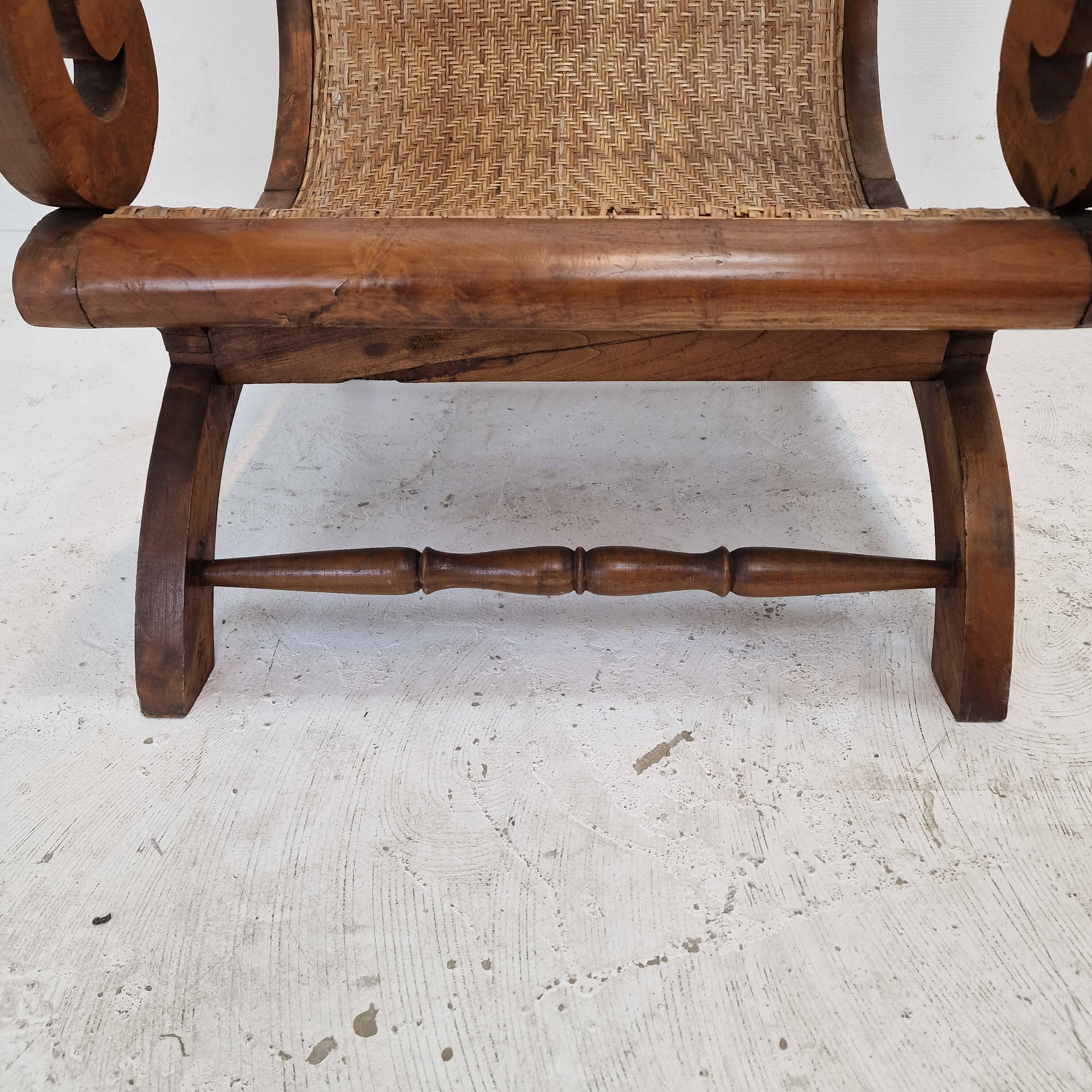 Colonial Style Carved Caned Plantation Chair
