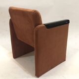 Pair of reupholstered ribbed velvet armchairs
