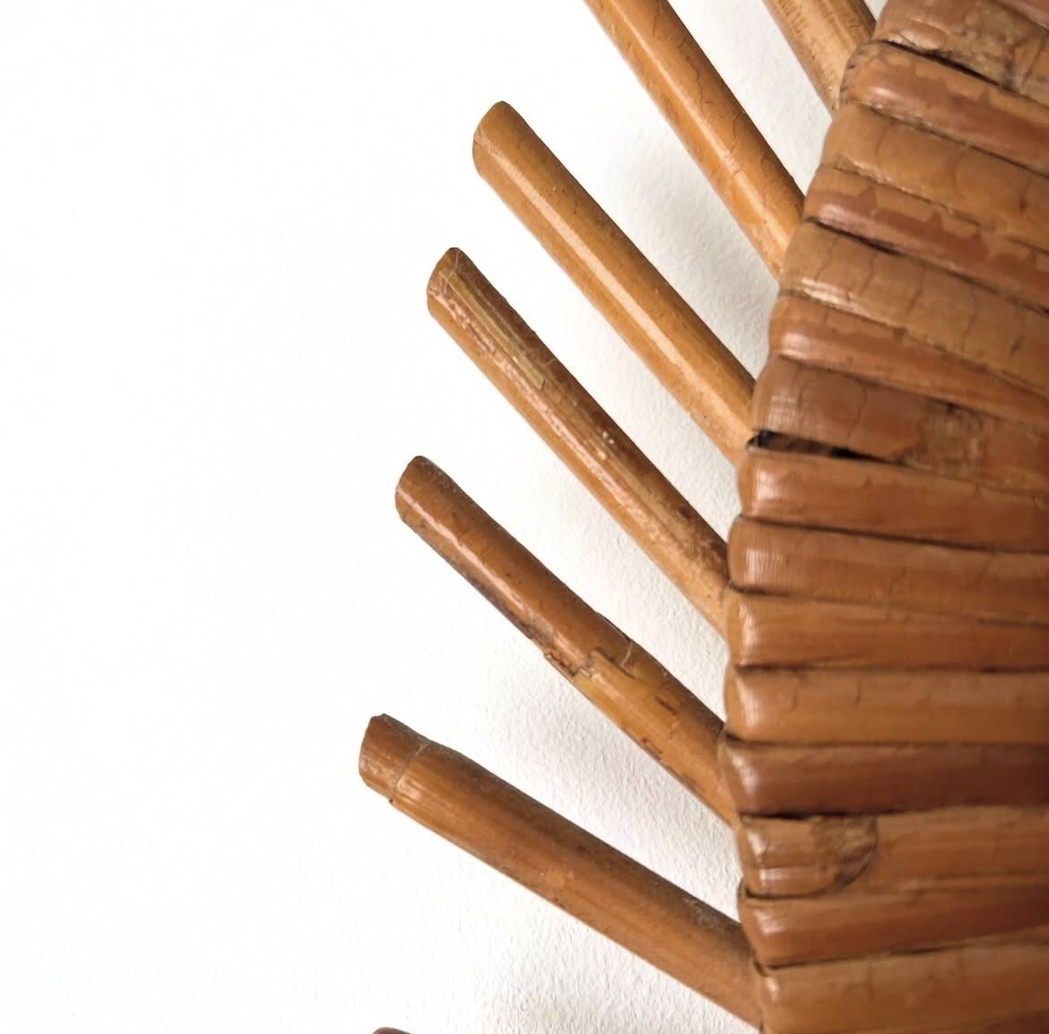 Vintage rattan sun mirror