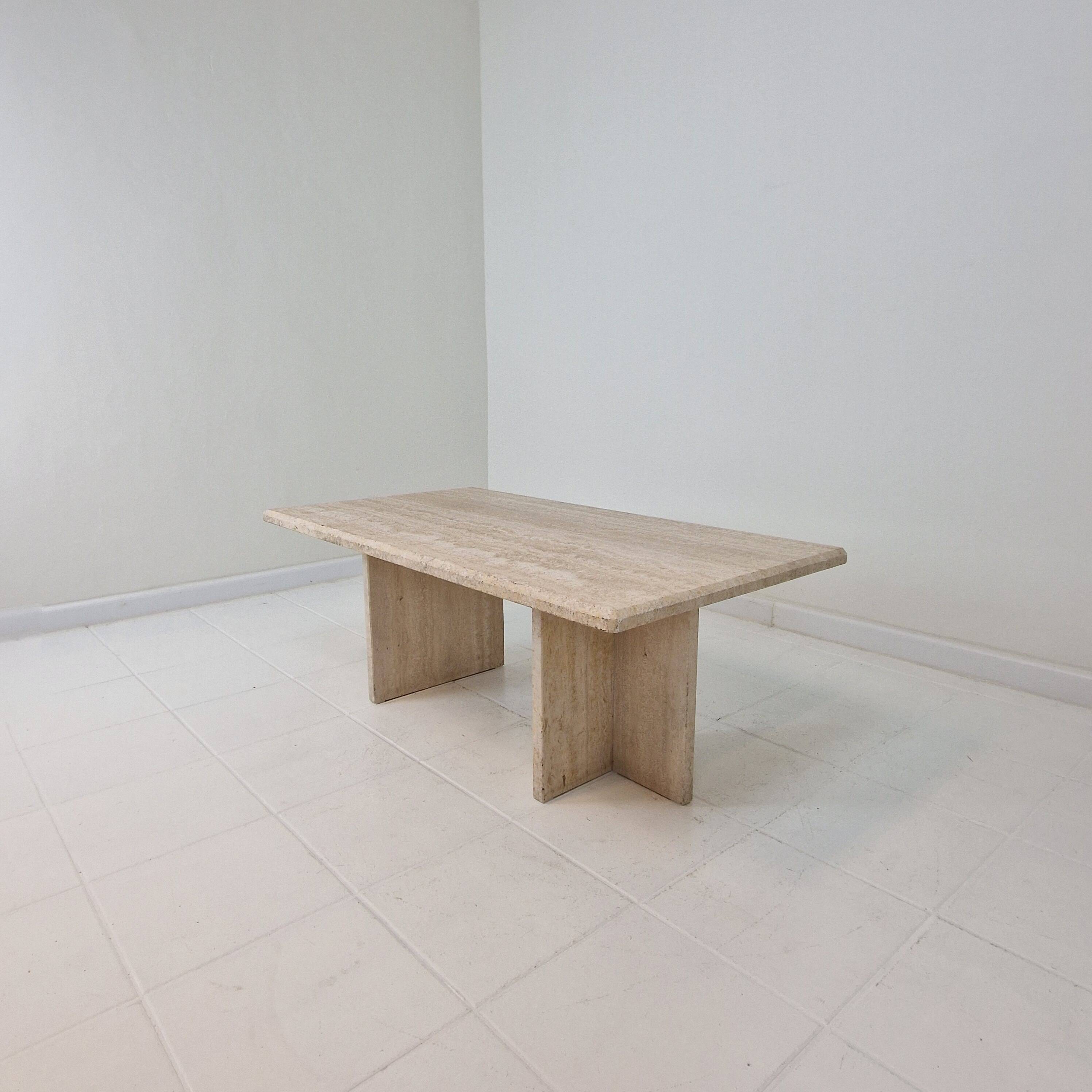 Rectangle Travertine Coffee or Side Table, Italy 1980's