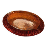 Vintage Amber Textured Glass Ashtray – 1970s – Space Style