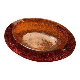 Vintage Amber Textured Glass Ashtray – 1970s – Space Style
