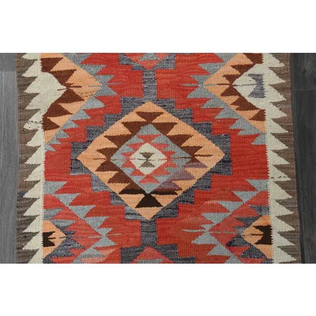 1970s Vintage Turkish Oushak Handmade Wool Cotton Pink Runner Rug 102x335