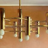 Golden chandelier 9 fires from Sciolari Italy 1960